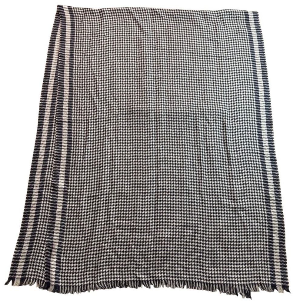 Peruvian Connection Royal Alpaca Silk Houndstooth Scarf Wrap Navy AH14-1